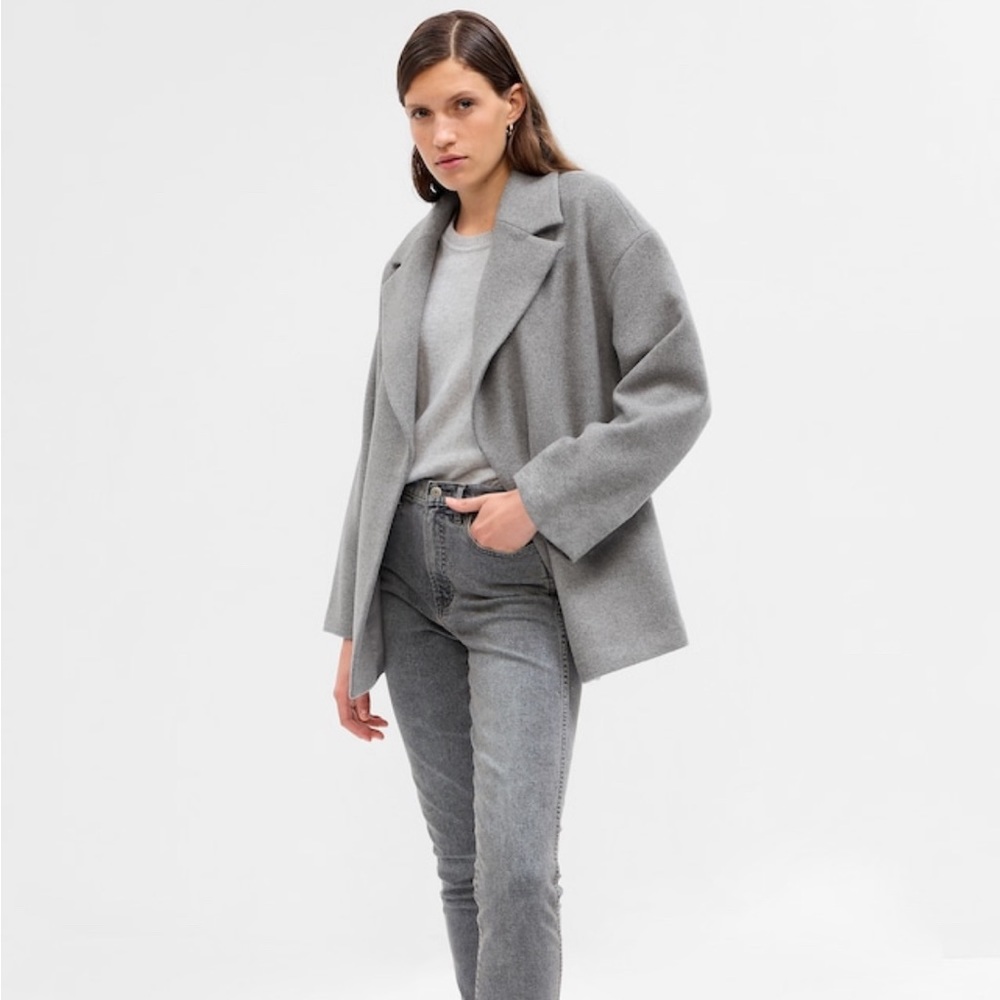 Gap wool blend wrap coat in grey small Tall